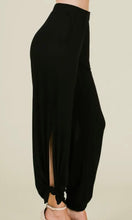 Gwen Black Print Lightweight Split Side Ankle Tie Pants