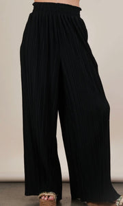 Ronan Black Solid Wide Leg Pleated Pants
