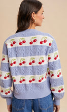 Laken Icy Blue Cherry Knitted Cardigan