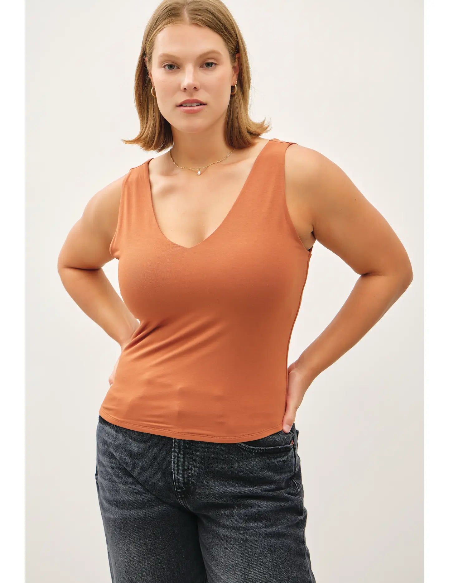Brooke Plus Size Basic V Neck Tank Top