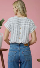 Elsa Black Multi Stripe Floral Pattern Batwing Short Sleeve Top