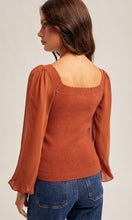 Maize Scallop Neck Edge Chiffon Sleeve Sweater Top