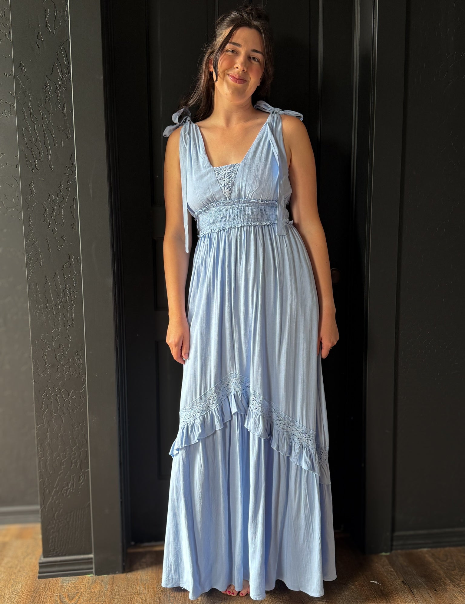 Hasan Lace Insert Maxi Dress
