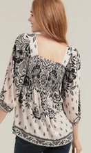 Phoebe Square Neck Long Sleeve Smocked Bust Blouse