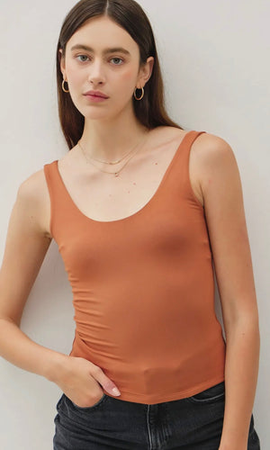 Gaxton Terracotta Basic Scoop Neck Tank