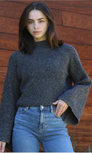 Crystal Charcoal Mock Neck Flare Sleeve Pullover Sweater