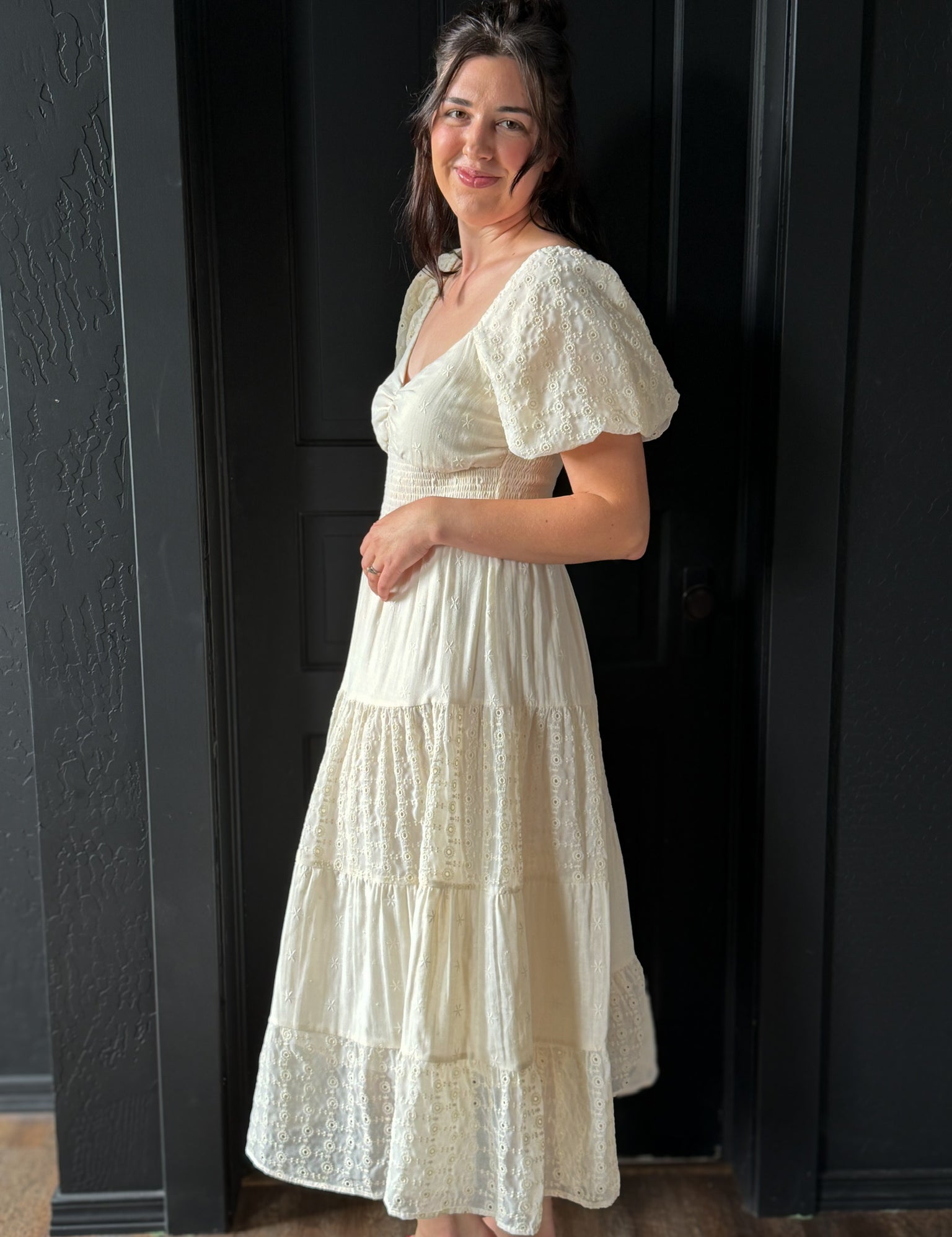 Heath Eyelet Embroidered Midi Dress