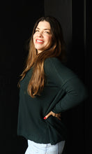 Ozias Hunter Green Ribbed Long Sleeve Henley Top