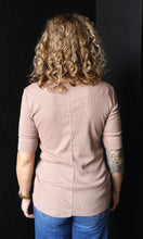 Nash Mocha Classic Ribbed Cotton Short Sleeve Henley Neck Top