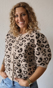 Mallow Animal Print Short Sleeve Sweater