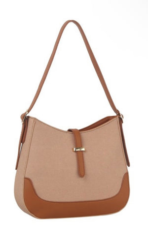 Elsie Brown Classic Two Tone Daily Hobo Shoulder Bag