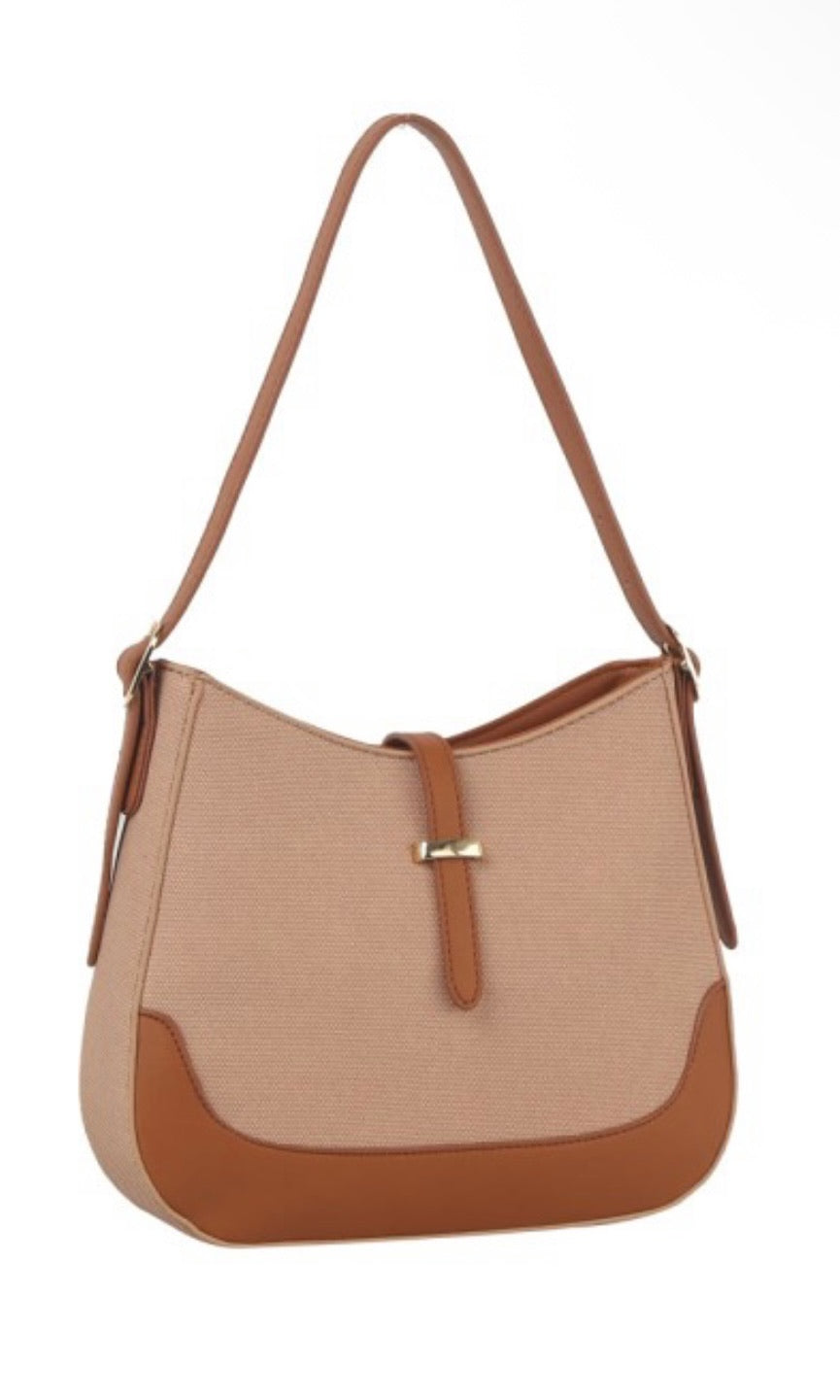Elsie Brown Classic Two Tone Daily Hobo Shoulder Bag