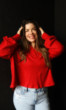 Odette Cranberry Quarter Split Ribbed Polo Top