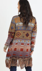 Dakota Aztec Fringe Hem Cardigan Sweater