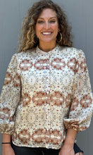 Manie Printed Long Sleeve Mandarin Collar Blouse RT-4211-6 ELLISON