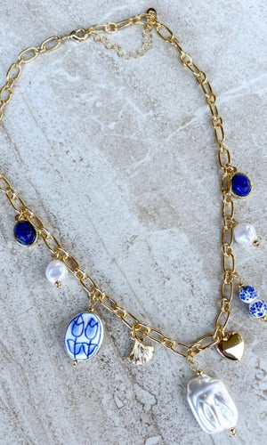 Florus Blue/White Charm Necklace