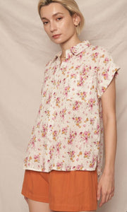 Gundi Short Sleeve Floral Button Down Shirt