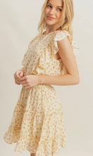 Kayla Butter Disty Floral High Neck Mini Dress