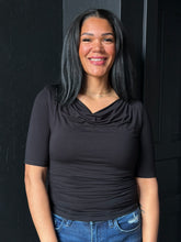 Bailey Black Cowl Neck 3/4 Sleeve Top