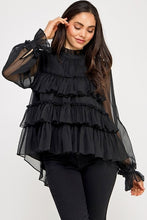 Maddox Black Tiered Ruffled Top