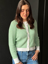 Unoe Apple Mint Mini Stripe Round Neck Cardigan