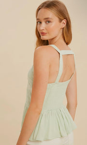 Deacon Mint Seafoam Embroidered Strappy Tank