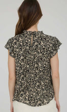 Lee Floral Lace Yoke Trim Ruffle Detail Short Sleeve Top