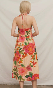 Kathey Floral Halter Midi Dress