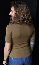 Nylah Moss Ribbed Short Sleeve Mock Neck Sweater