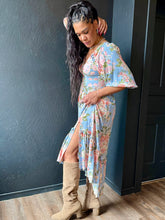 Aria V Neck Twist Front Hi Lo Side Slit Half Sleeve Maxi Dress