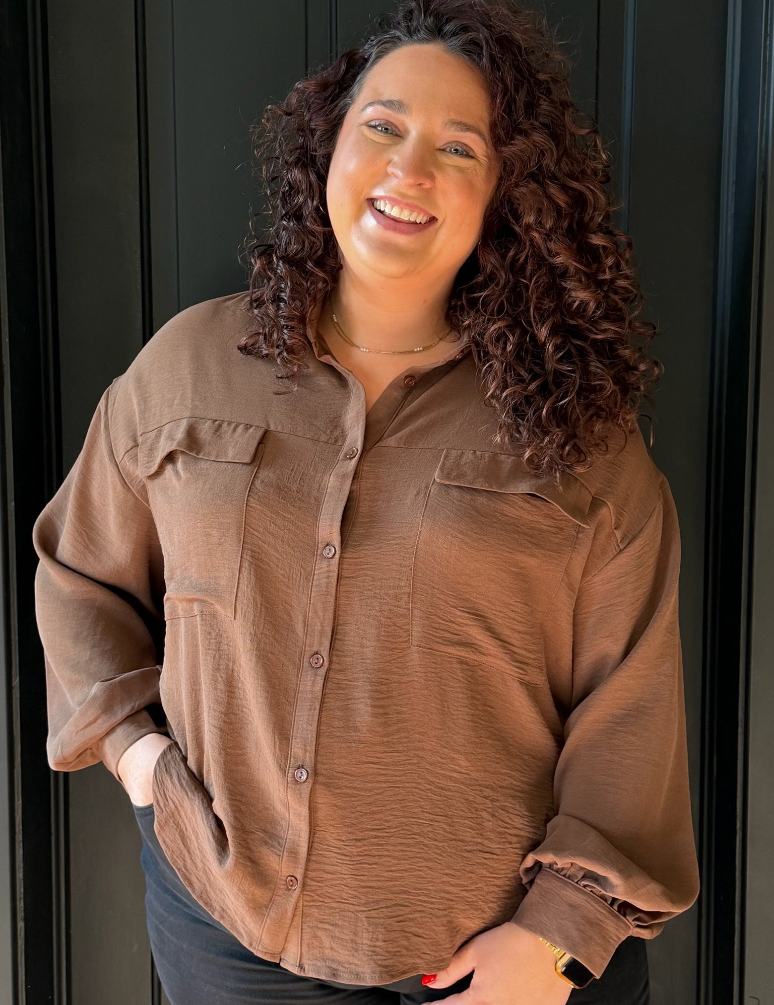 Skylar Plus Airflow Button Down Blouse