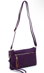Emma Purple Fashion Double Compartment Clutch Cross Body Bag