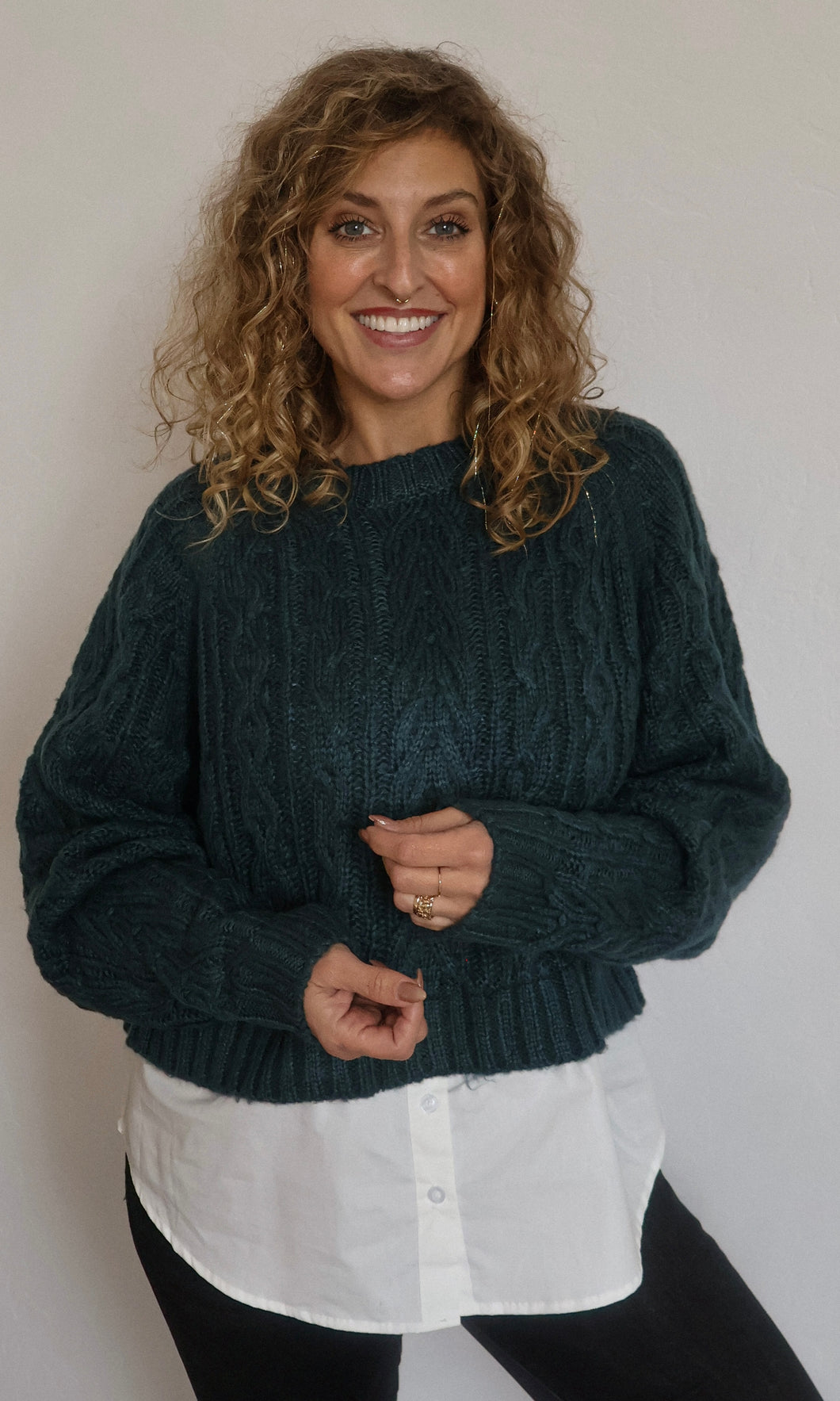 Oslo Twofer Cable Knit Sweater