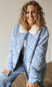 Mercury Sherpa Collar Contrast Quilted Denim Jacket