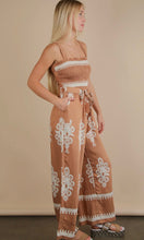 Madeline Taupe Boho Printed Smocking Detail Jumpsuit