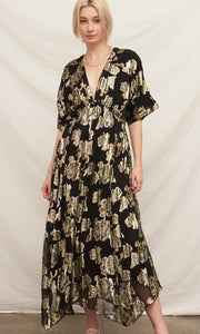 Mia V-Neck Kimono Sleeve Maxi Dress