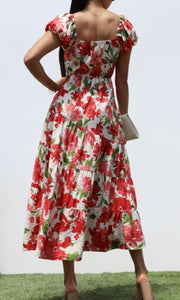 Laci Printed V Neck Woven Midi Dress