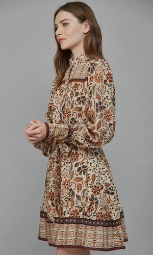 Harlow Tiered Mini Dress With Pintuck Neckband
