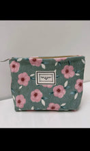 Posey Corduroy Flower Pattern Zipper Makeup Bag
