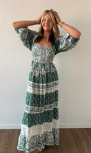 Olof Smocked Bodice Lace Trim Maxi Dress