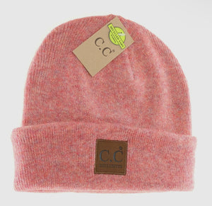 Soft Ribbed Leather Patch C.C. Beanie