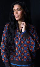 Preston Floral Mock Neck Half Zip Pullover Sweater