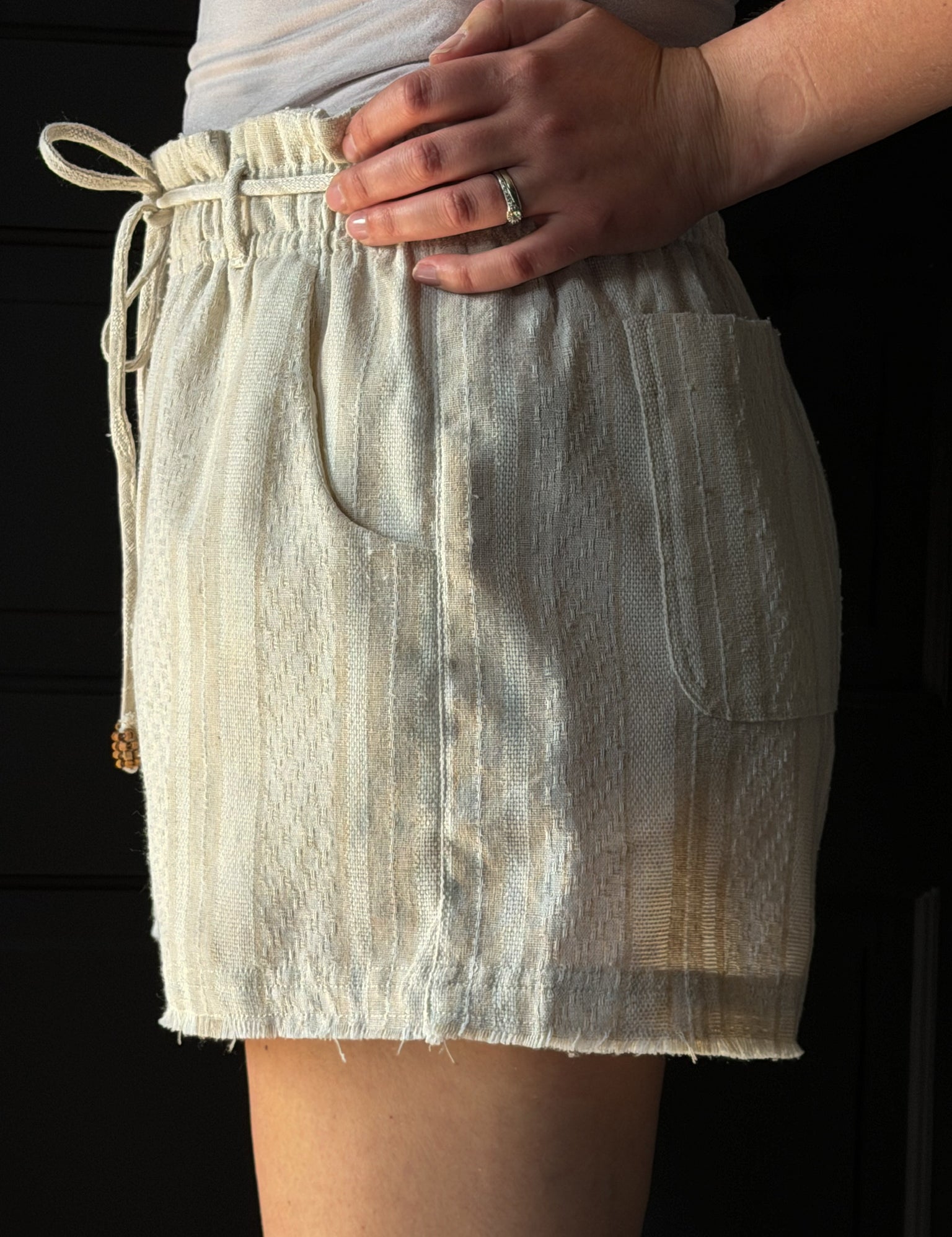 Iker High Waisted Paper Bag Shorts