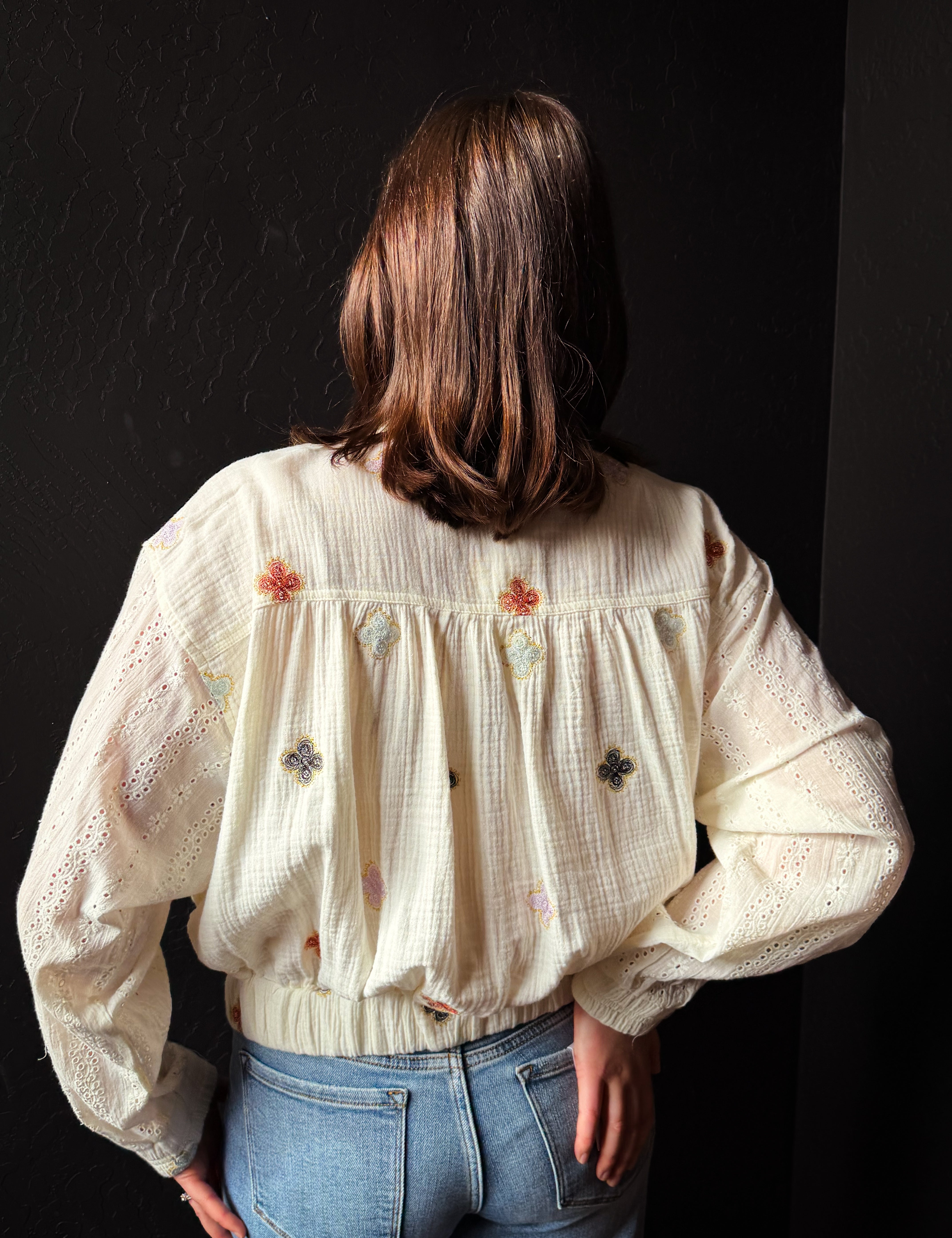 Chase Embroidery Mixed Media Jacket