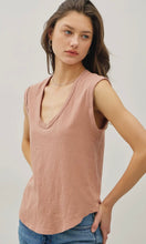 Gyeong Clay Basic Cap Sleeve Garment Dyed Top