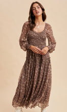 Leki Mocha Mousse Smocked Floral Maxi Dress