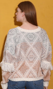 Christina Ivory Fringe Detail Pullover Sweater