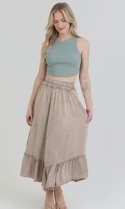 Gilberto Angled Hem Smocked Waist Maxi Skirt