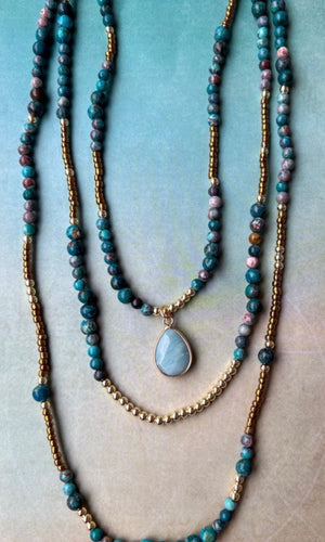 Maggie Turquoise 3 Layered Stone Necklace