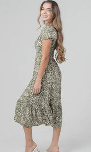 Reyna Short Sleeve Printed Midi Dress